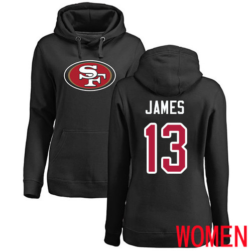 San Francisco 49ers Black Women Richie James Name and Number Logo #13 Pullover NFL Hoodie Sweatshirts->women nfl jersey->Women Jersey